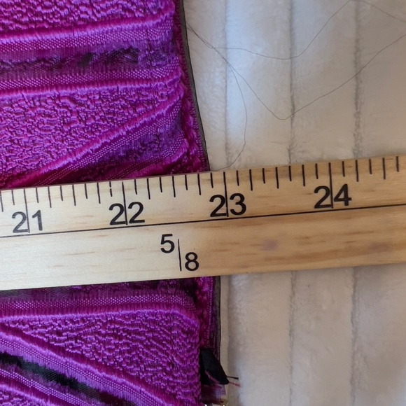 #A247 NANCY COCKTAIL CHIC PURPLE GEOMETRIC RUNWAY INSPIRED PUFF SLEEVE TOP NWT L - Picture 6 of 8